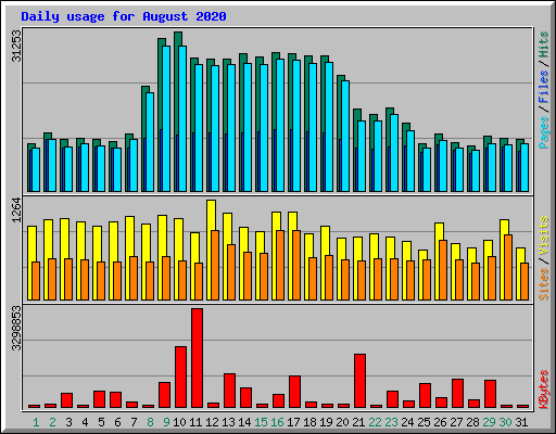 Daily usage for August 2020