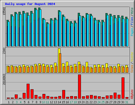 Daily usage for August 2024