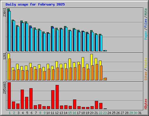 Daily usage for February 2025