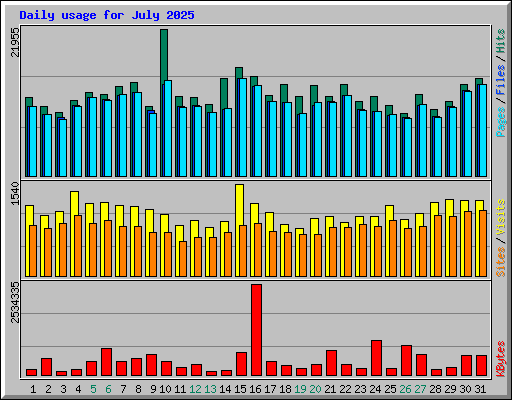 Daily usage for July 2025